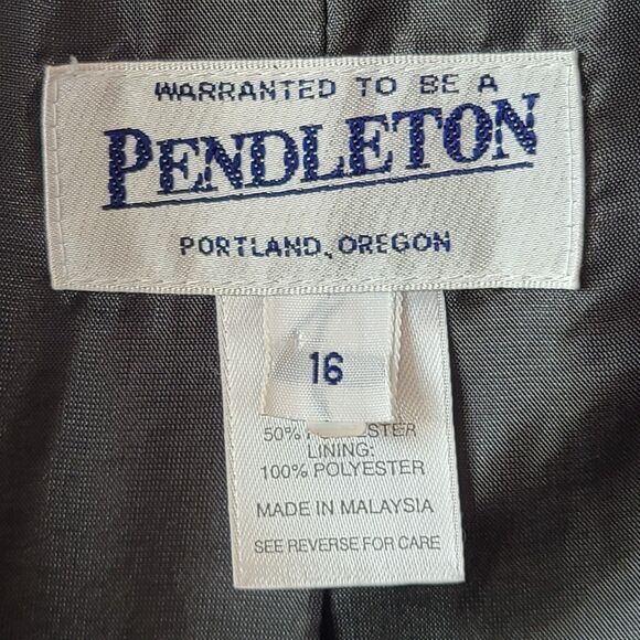 Pendleton Wool Zip-Up Olive Green Long Sleeve Jacket Size 16 - Picture 3 of 12